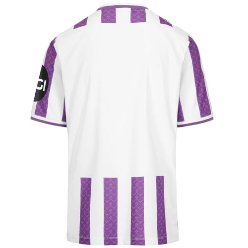 Kappa Camiseta Oficial Real Valladolid 2025/2026 White/Violet SPONSOR2 | Tecnología Hydro-Way Protection, Tejidos Reciclados y Logotipos Termofusionados | 6Y