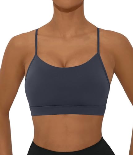 Image of Comper Y Back Sports Bra for Women Low Impact Racerback Workout Bras Sexy Thin Straps Yoga Bras with Removable Pads