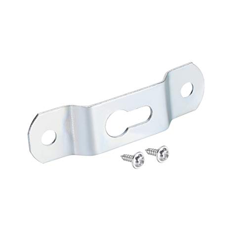 Image of uxcell Keyhole Hanging Plate, 49mm x 13mm Single Hole Hook for Picture Frames with Screws, 20 Pcs (Silver Tone)
