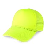 Classic Foam Trucker Hat Summer Mesh Rope Cap Solid Two Toned Blank Hat for Mens Womens Adjustable Strap Light Weight (Neon Yellow)