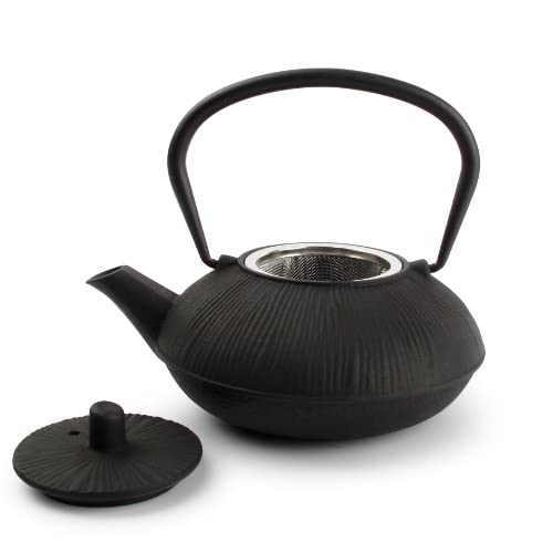Nurso GmbH Tetera japonesa de hierro fundido negro con filtro de 500 ml