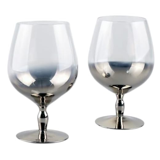 Juego de 4 vasos grandes de brandy encantadores vasos de coñac, vino tinto 590 ml, plata