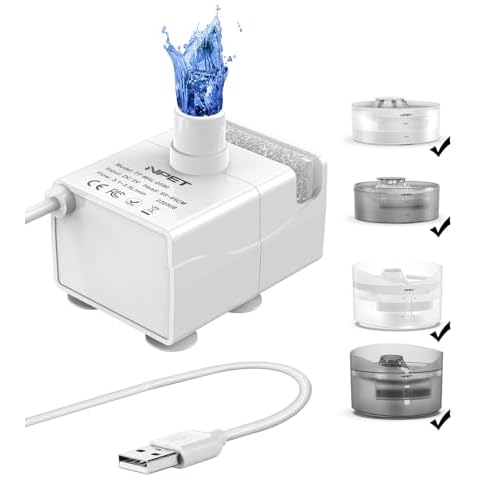 NPET DF10 Dog Water Fountain, 170oz/1.3Gallon/5L Large Automatic Pet Water Dispenser Cat Water Fountain with Cleaning Kit, Replacement Filter for Cat, Dogs, Multiple Pets (Replacement Pump) Cover