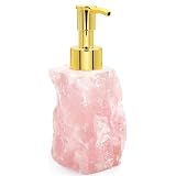 GEMIO Seifenspender Rosenquarz Naturstein Badezimmer Deko Pumpe Rosa 30ml