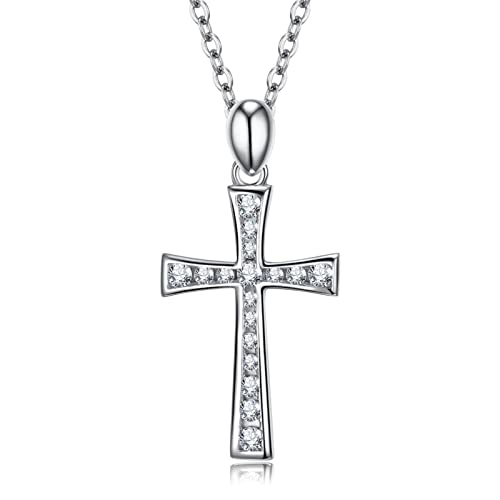 Collier croix cubique anti-ternissement serti de zircons fins pour éviter les bijoux sans éclat