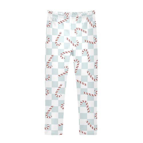 CaTaKu Girls Leggings Candy Cane Checkerboard Leggings for Girls Kids Athletic Workout Yoga Pants Size 4-10T