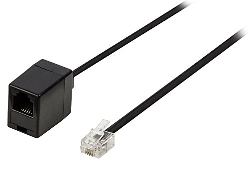Ex-Pro® 10m RJ11 Extension Cable 4 Pin ADSL BT Broadband Router Modem Phone 6P4C Male to Female - Black