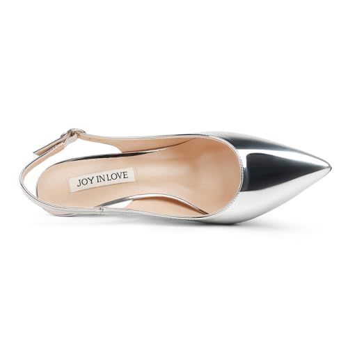 Image of JOY IN LOVE Slingback Kitten Heels for Women Closed Pointed Toe Pumps Dress Shoes