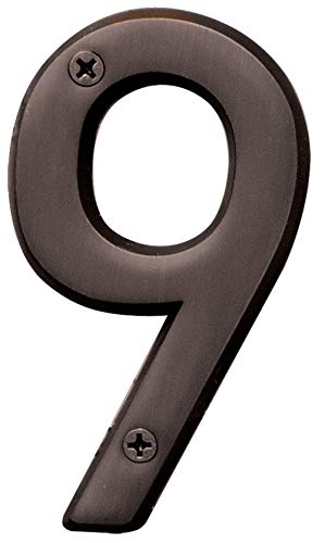 Número 9 de bronce de 4 pulgadas para señalizar casa exterior Hy-Ko BR-42OWB/9 identificador pared