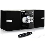 Microcadena estéreo de HiFi Sistema con Reproductor de CD, Bluetooth, Radio FM, USB y AUX, Minicadena de Música 40 W máx, 4' Woofer, 1' Silk Dome Tweeter