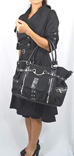 Bolso Tote Crossbody Negro Rock Punk Mujer 19" miniatura 2
