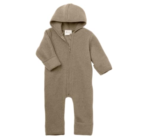 Engel Tuta da neve in pile di lana | con cerniera | Newborn Baby | 100% lana biologica, Noce Melange, 62-68