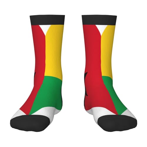 Oudrspo Chaussettes amusantes pour hommes avec drapeau de la Guinée-Bissau, amusantes et colorées à motifs