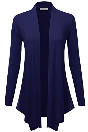 Image of Women's Drape Front Open Cardigan Long Sleeve (S-2X, Made in USA)