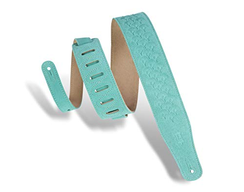 Levy’s Sangle de Guitare en Daim de 6,3 cm avec Motif Pissenlit en Relief écume de mer, Vert d’eau, Taille Unique Mixte - Les Beatles, Paul McCartney, John Lennon, RIngo Starr, George Harrison Levy's Sangle de Guitare en Daim de 6,3 cm avec Motif Pissenlit en Relief écume de mer, Vert d'eau, Taille Unique Mixte