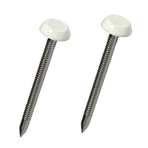 100 x Large White 50mm UPVC Poly Top Pins Nails Plastic Headed Fascia Fixings