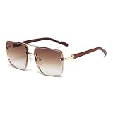 UJNHGQ Square Sunglasses For Men Vacation Fashion Glasses Wooden Sunglasses Women Trendy Shades Vintage,tea