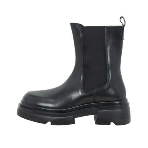 Bottines pour femme en cuir noir chaussures d'hiver confortables et élégantes