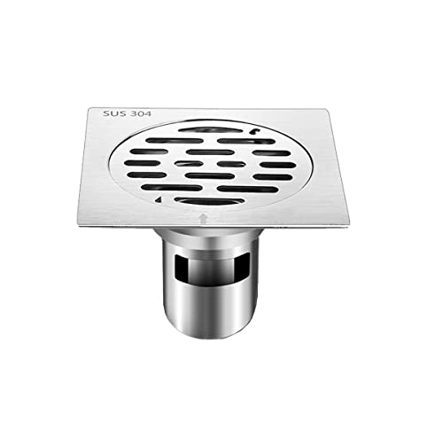 Qrity Stainless Steel Square Floor Drain Waste Drain Cover Anti-odor Straight Floor Drain for Bathroom Shower Room