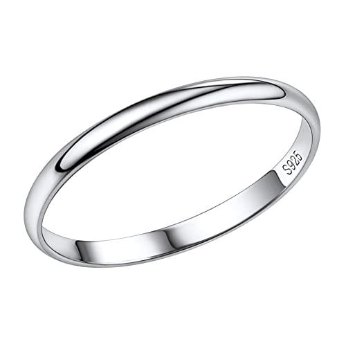 PROSILVER Bague Femme Fine Argent Anneau Simple 2mm de Large Alliance Fille - Taille 49