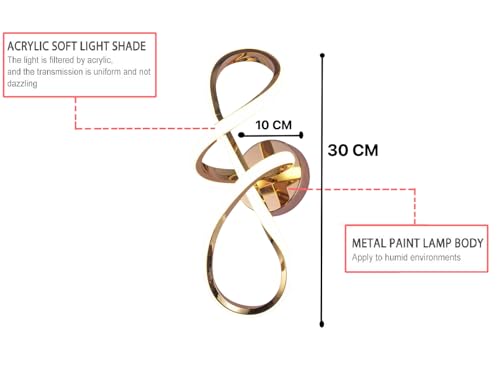 Image of Groeien Modern 3 Color LED Wall Sconce Infinity Curve Wall Light for Bedroom Living Room Corridor Lighting Fixtures Wall Mount(Warm+Natural+Coolwhite)(Infinity Curve)