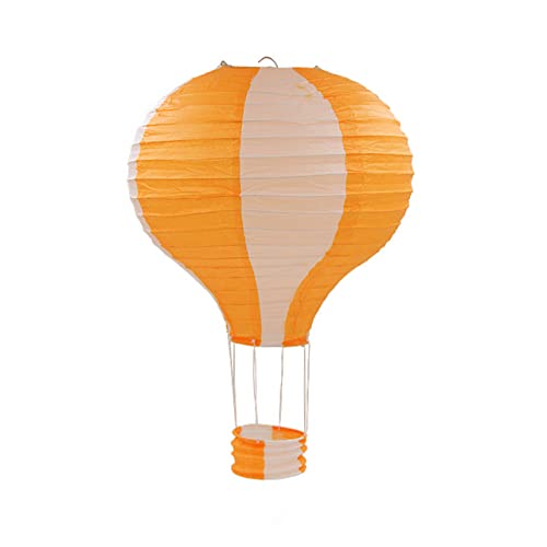 10/12/14/16inch Rainbow Hot Air Balloon Paper Lantern Lampshade Ceiling Christmas Wedding Party Bar Hanging DIY Decoration-Orange White Stripe,12inch 30cm