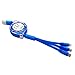 DeHasion 2 Packs 5ft 3 in 1 Charging Cable Retractable Multi Charger Cord Multiple USB Cable Micro USB Type C Universal 3 in 1 USB Cord for All Phones Samsung, Moto, BlackBerry, Nokia, LG, (Blue)