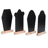 Amosfun 4Pcs Mini Chalkboard Signs Tombstone Shape Blackboards 5.70 X 3.14 Inch DIY Halloween Party Decoration Table Numbers Memos