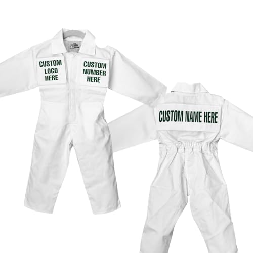 Caddie Uniform Kids Custom (White) - Cotton Caddie Outfit Suit For Kids W/ 2 Front Pocket Patches, 1 Back Shoulder Patch - Perfect Toddler Suit For Halloween, Golf Parties &Amp; More