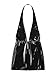 easyforever Women's Shiny Leather Plunging V Neck Backless Bodycon Dress Night Club Mini Dress Black Small