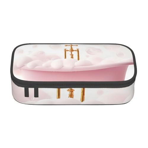 Juzkaqu Cute Bathtub for Large Capacity Canvas Pencil Case for College, Aesthetic Pen Pouch Zipper Organizer, Cute Pencil Bag Teens Girls