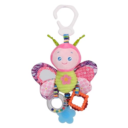 Image of D-KINGCHY Baby Toys Car Seat Stroller Toy Plush Hanging Toy Animal Stuffed Hanging Rattle Toys Newborn Crib Bed Around Toy with Teether Rattle Sound for 0-3 Years Old (Butterfly)