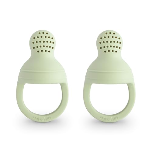 Image of mushie Silicone Baby Fresh Fruit & Food Feeder Pacifier | 6 Months+ (Sage)