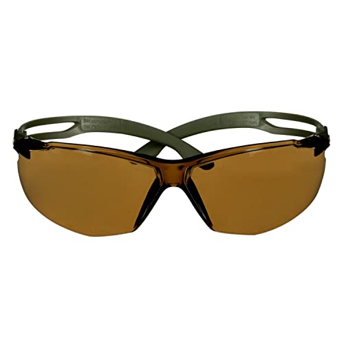 3M SecureFit 500 Safety Glasses, Dark Green frame, Scotchgard Anti-Fog/Anti-Scratch Coating (K&N), Brown lens, SF505SGAF-DGR-EU - Image 3