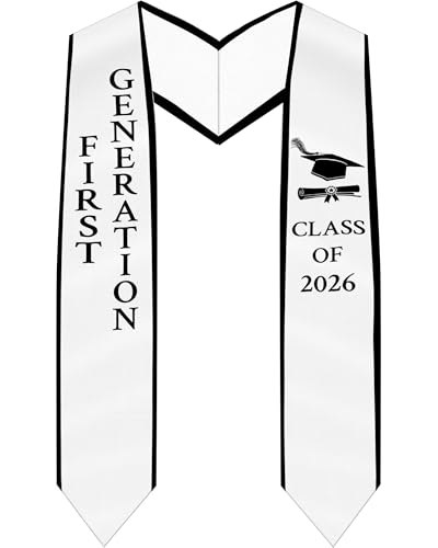 Romart First Generation Graduation Stole 2026 First Gen Graduation Sash Class of 2026 Black White Adult Stoles for High School College Recognition Ceremony Party Supplies Gift for Grads Unisex