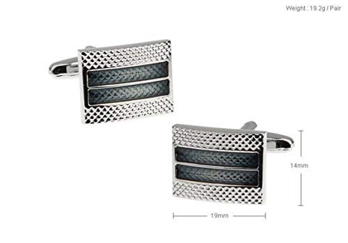 Mancuernillas Rectangulares Plateadas y Negras KnBoB para Hombre miniatura 5