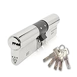 IRONWORX® Spectre Nickel 45mm (Internal) / 55mm (External) (100mm) Maximum-Security Police Approved TS007 BSI 3 Star Double Euro Cylinder Lock (Key Both Sides), Includes 5X Keys