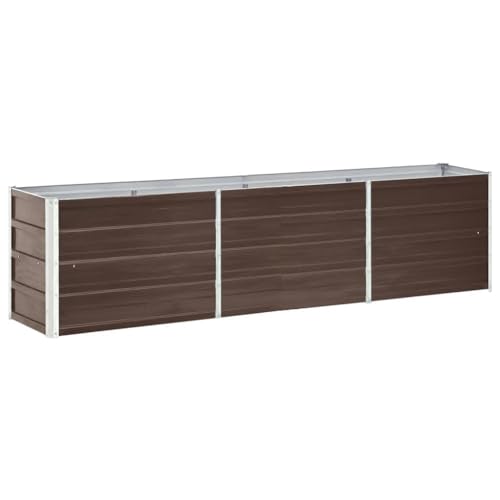 vidaXL Arriate de Jardín Macetero Caja para Plantar Plantas Macetas de Patio Exterior Acero Galvanizado Marrón 240x40x45 cm