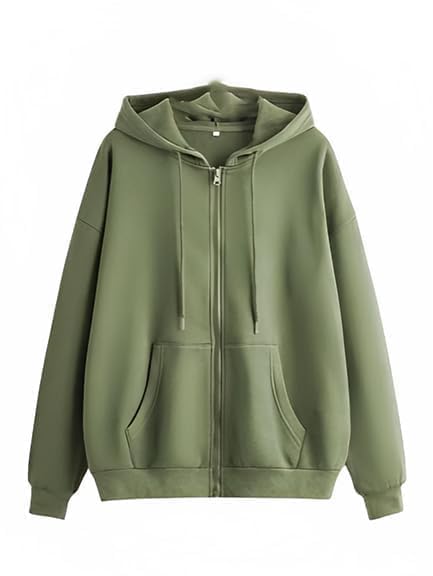 Image of Women's Solid Hooded Neck Zippper Long Sleeves Jacket For Winter Wear