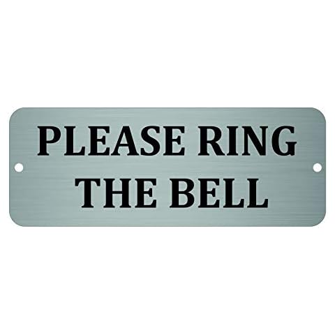 Maggie-mais Please Ring The Bell Metal Aluminium Door Sign Plaque for House Office 20cmx7.5cm (Brushed Silver) Cover