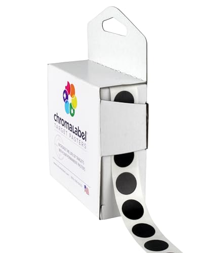 ChromaLabel 0.50 Inch Permanent Round Target Pasters for Shooting and Marksmanship, 1000 Labels per Dispenser Box, Black