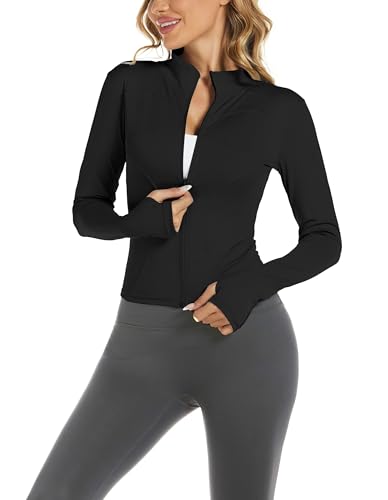Bkul Laufjacke Damen Atmungsaktive Sportjacke Langarm Running-Jacken Yoga...