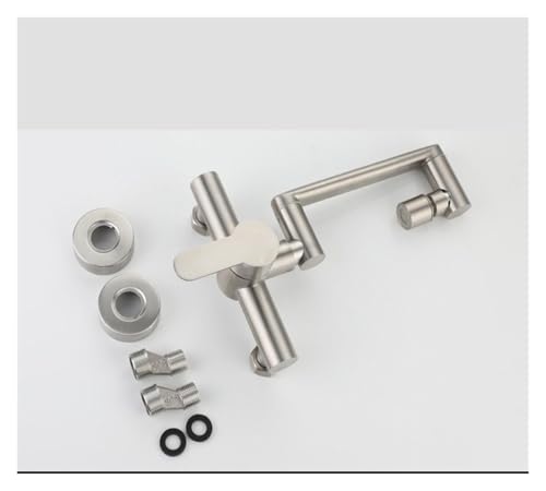 Grifo mezclador de acero inoxidable cepillado con diseño minimalista de pared y giro 360 8
