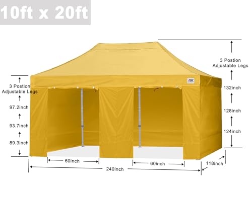Image of ABCCANOPY Commercial Pop Up Canopy Tent with Sidewalls 10X20,Gold
