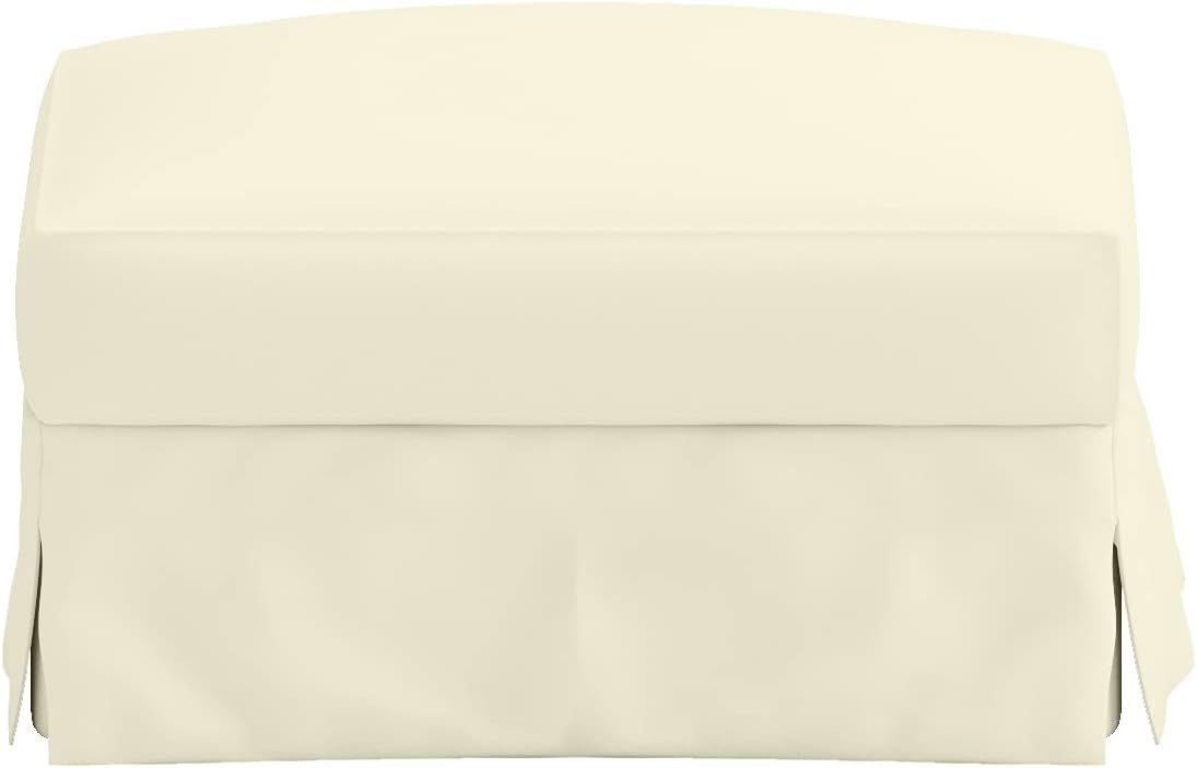 Heavy Cotton Farlov Ottoman Replacement Cover Made for IKEA Farlove Sofa Footstool Slipcover Only. (Cotton Pure White)