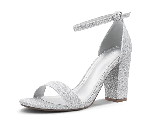 Image of PARTY Women's Chunky Block Heels Open Toe Ankle Strap 3 Inch Heeled Sandals Comfortable for Wedding and Prom