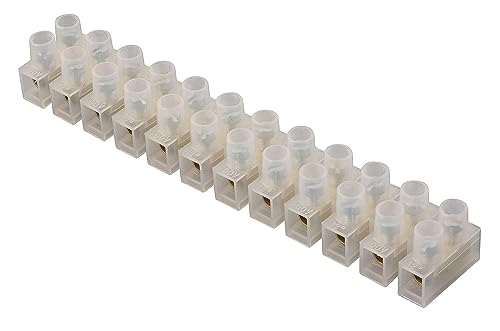 LEDSone 12 Way Screw Electrical Terminal Choc Block Connectors, Strip 3A 5A 6A 10A 15A 30A 60A, 2 Rows Connecting Block for Wiring Cable (10 Amp (1 Pack))