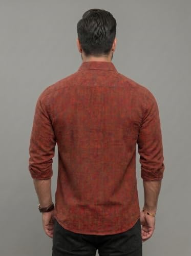 Image of NexaFlair Men's Regular Fit Solid Pattern Laffer Cotton Shirt with Long Sleeve Collared Neck Standard Length and Button Down Closure Type | Mens Casual Shirts | Man's Formal Shirts