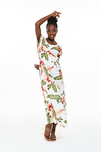 Image of Hawaii Hangover Women's Hawaiian Cap Sleeve Maxi Dress Signature Prints