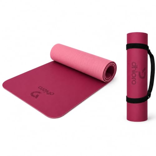 Image of Premium Yoga Mat 6mm Thick for Women & Men | Non-Slip Exercise Mat for Home Workout, Yoga, Pilates & Stretching | Extra Cushioning, Sweat Resistant, Anti-Tear | Wine Peach